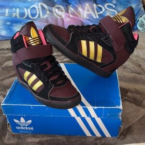 Adidas Original High-Top Sneaker Wedges - Burgundy and Gold
